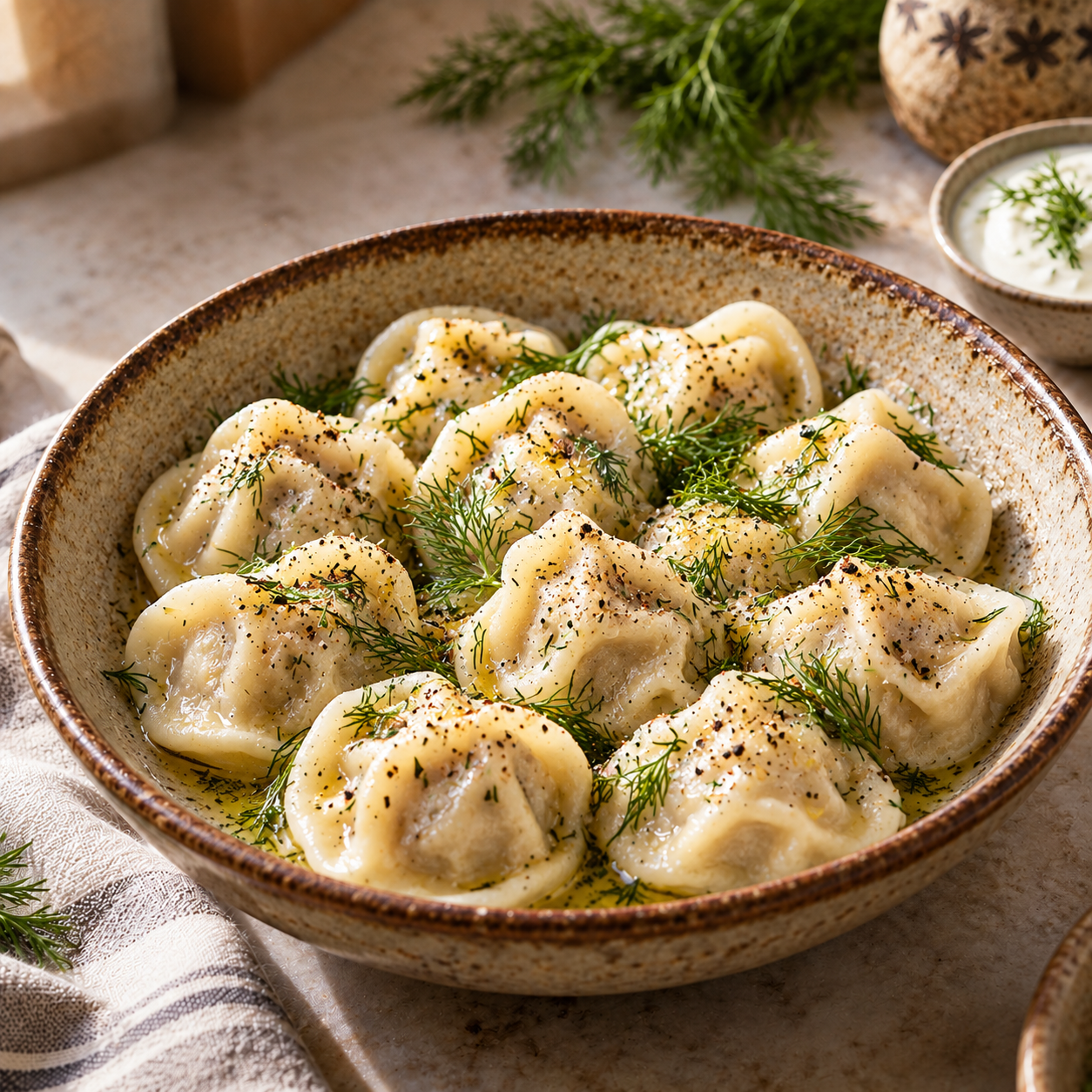 Siberian Pelmeni with Butter & Dill