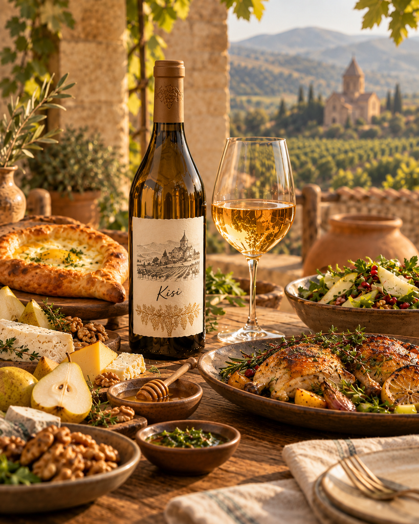Kisi Georgian white wine with food pairing inspiration